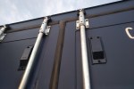 close up of the corner of a shipping container
