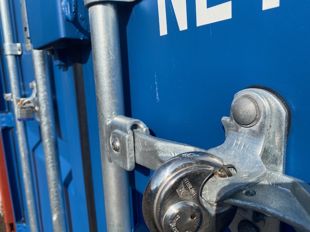 a locked shipping container