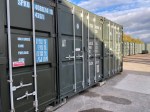 row of green container units