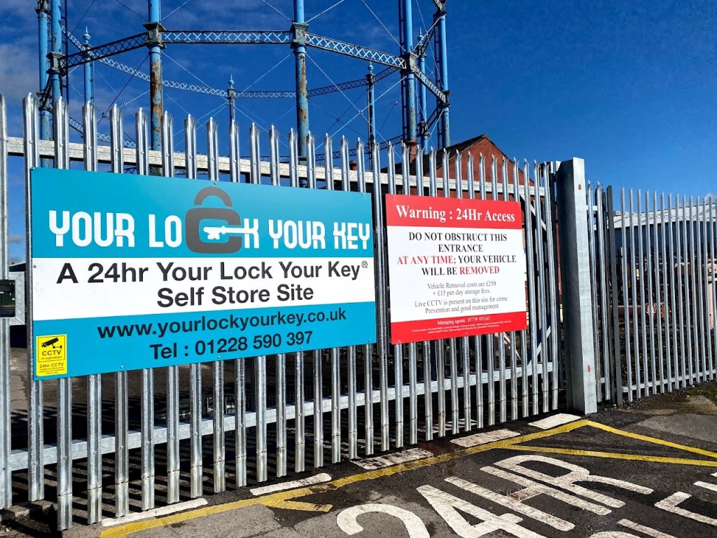 entrance gate to a self storage facility