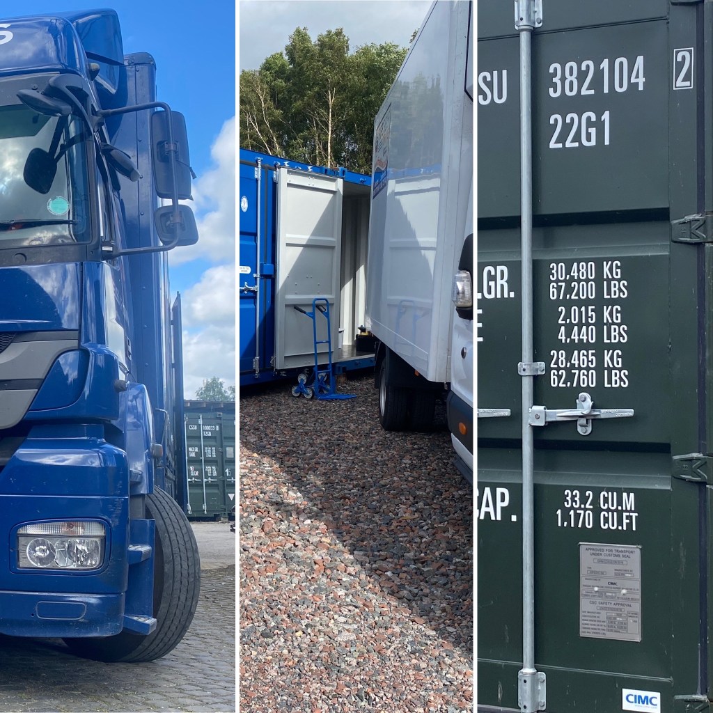 lorries unloading goods into storage
