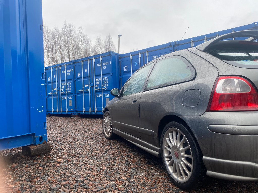 car at a self storage facility