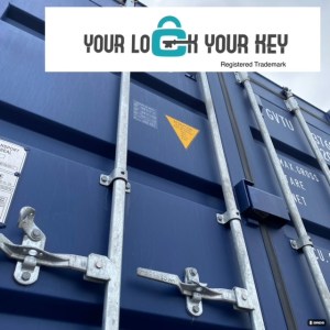 a blue shipping container