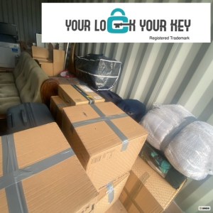 cardboard boxes inside a shipping container