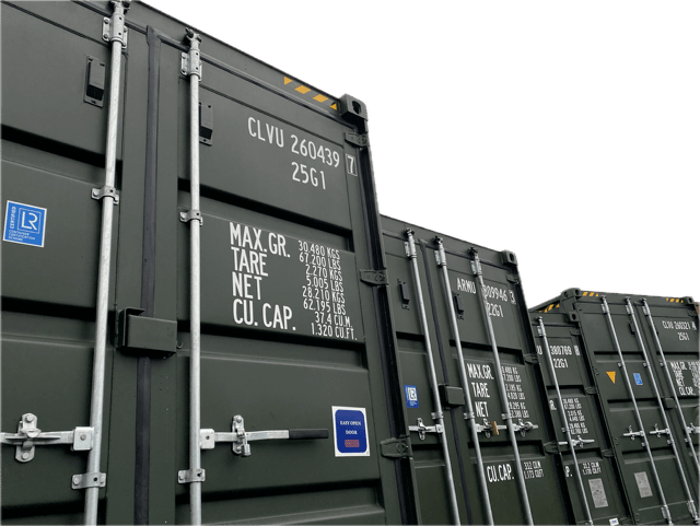 a row of self storage units