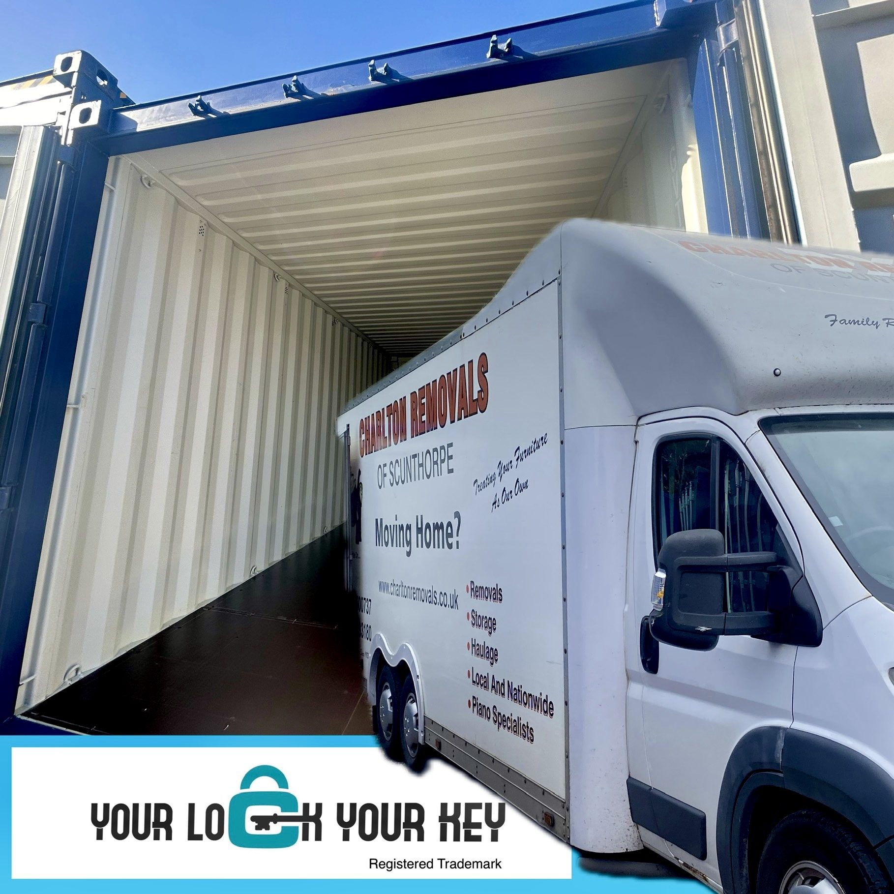 a removals van loading beside a storage unit
