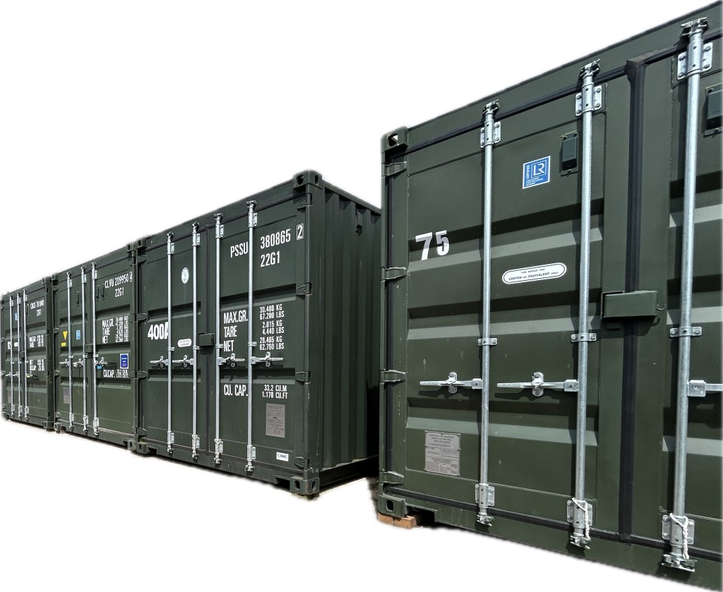 a row of shipping containers