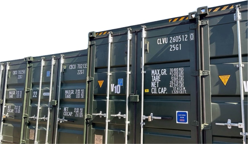 green shipping containers