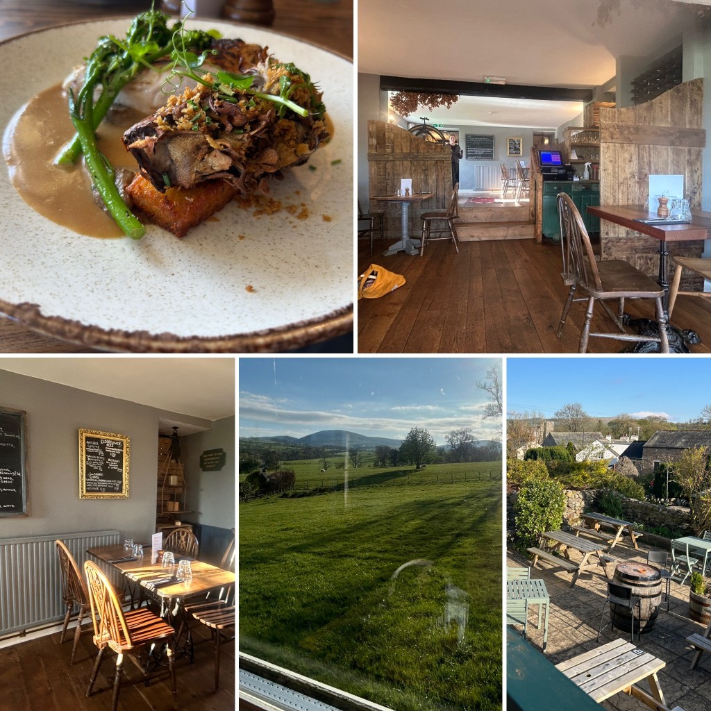 Interior and exterior views of The Horse and Farrier Inn at Dacre, Cumbria.