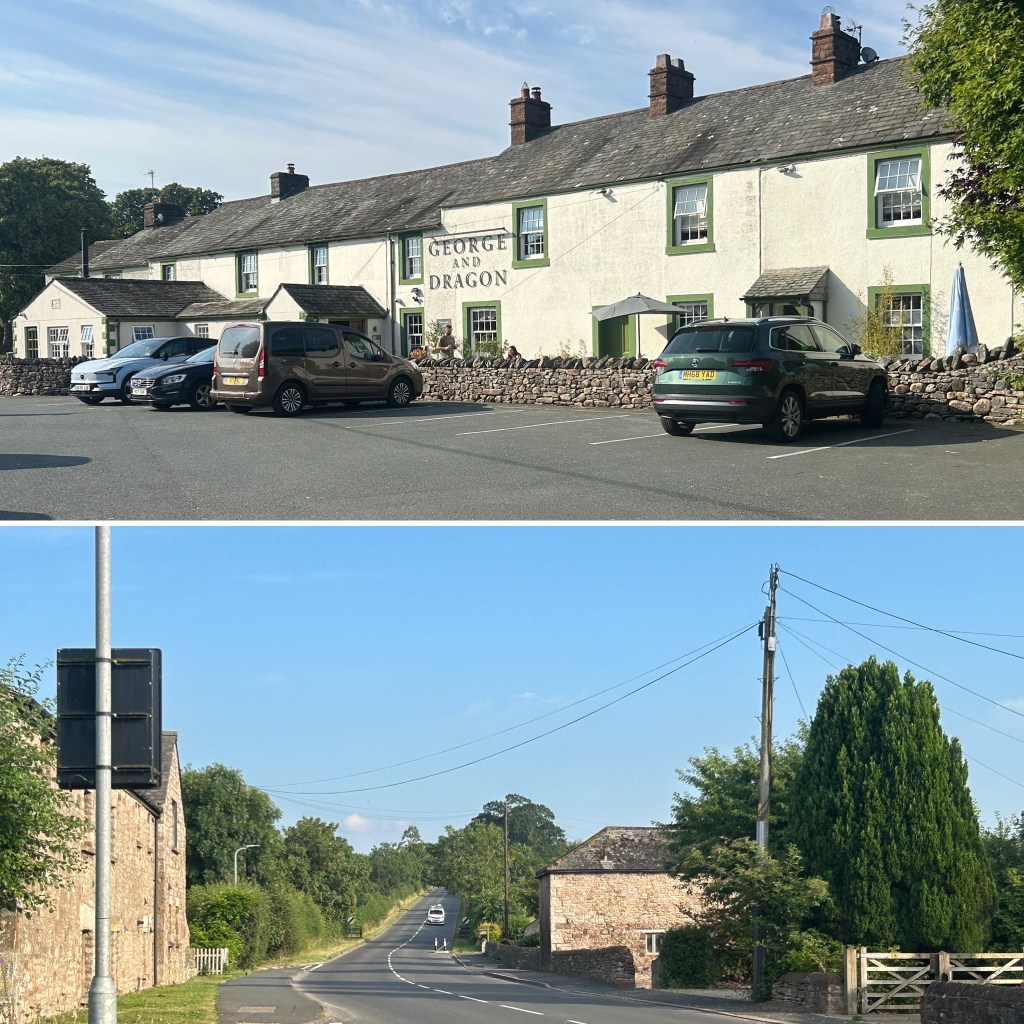 The exterior of the George and Dragon Restaurant, Clifton, near Penrith, Cumbria.